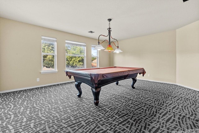 game room featuring carpet and pool table