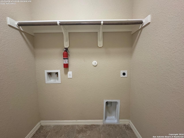 laundry area with electric dryer hookup, hookup for a gas dryer, and hookup for a washing machine