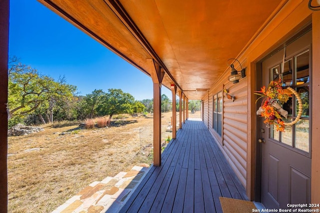 wooden deck with a porch