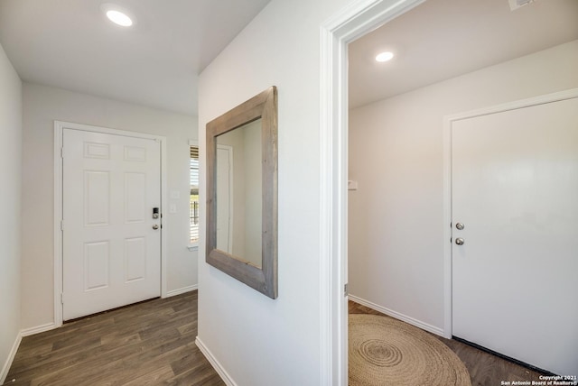 hall featuring dark hardwood / wood-style floors