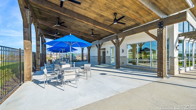 view of patio / terrace featuring ceiling fan