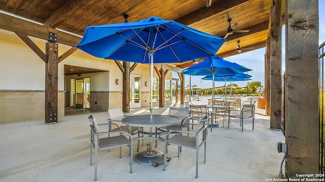 view of patio / terrace featuring ceiling fan