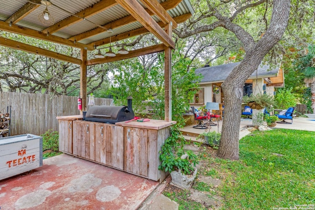 view of patio with area for grilling