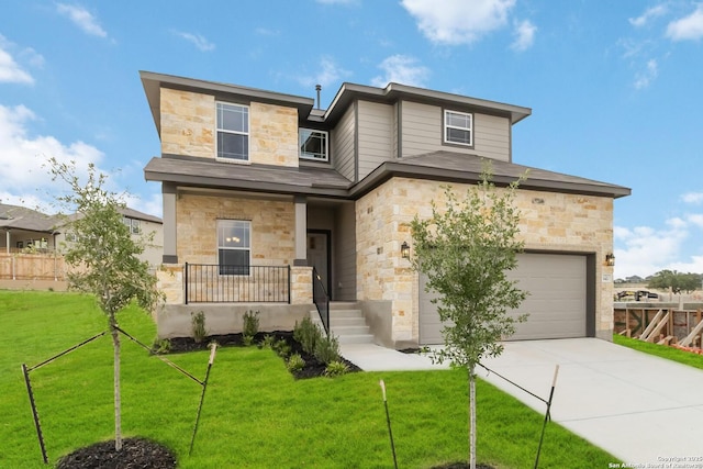 142 Ashley Loop, San Antonio, TX 78253 - view of front facade with stone siding and concrete driveway