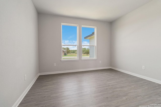 spare room featuring wood-type flooring