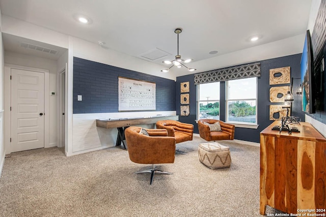 living area with carpet flooring