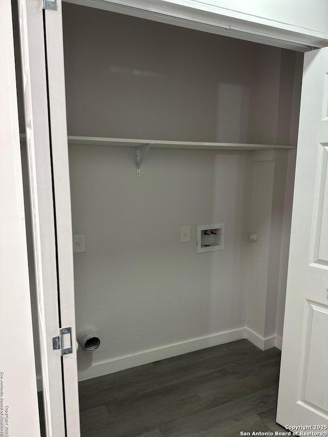 washroom featuring washer hookup and dark wood-type flooring