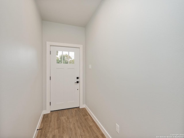 entryway with light wood-type flooring