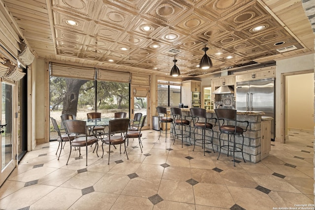 694 Scenic Cir, Pipe Creek, TX 78063 - dining room featuring an ornate ceiling