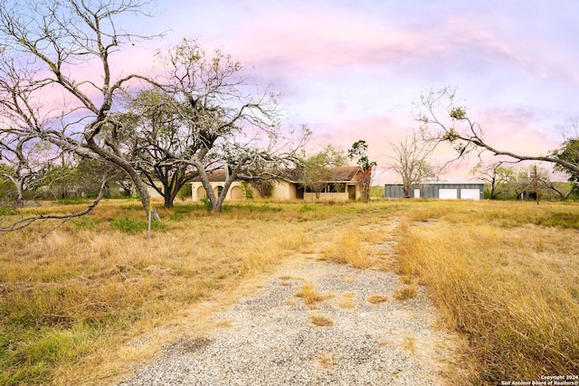 view of yard at dusk