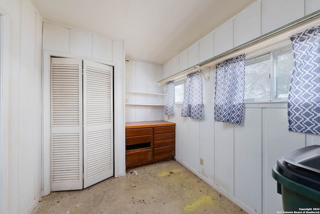 interior space featuring white cabinets