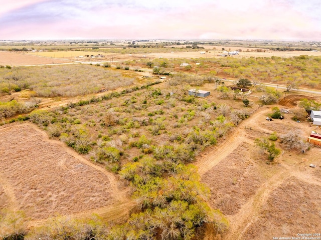 aerial view at dusk with a rural view