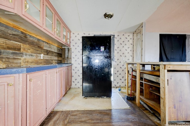 kitchen with black fridge