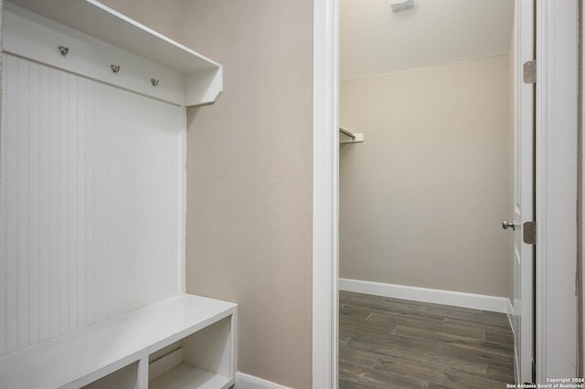 mudroom featuring dark hardwood / wood-style floors