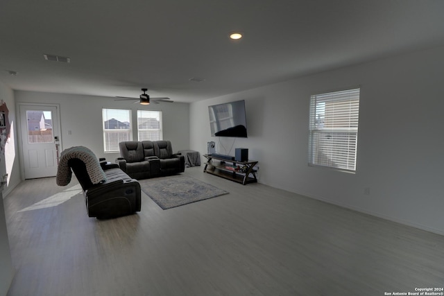 living room featuring light hardwood / wood-style flooring