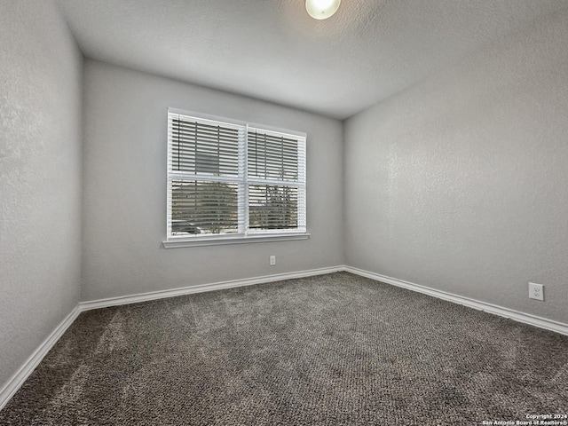 spare room featuring carpet floors and a textured ceiling