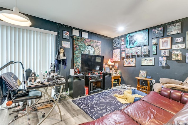 living room with wood-type flooring