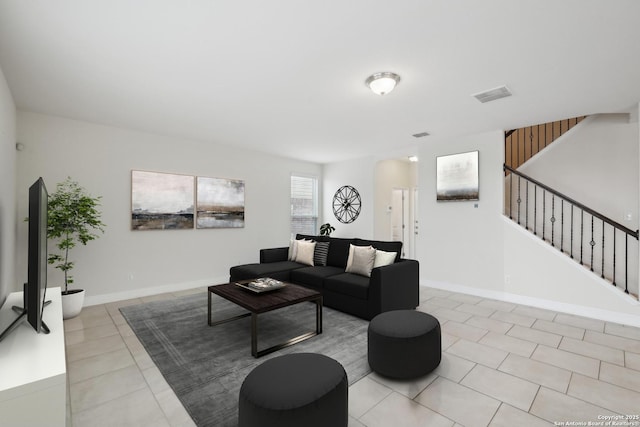 view of tiled living room