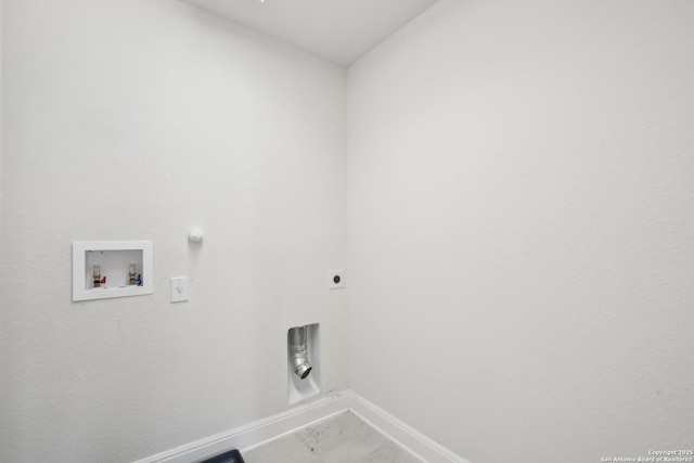 laundry area with gas dryer hookup, hookup for a washing machine, and hookup for an electric dryer