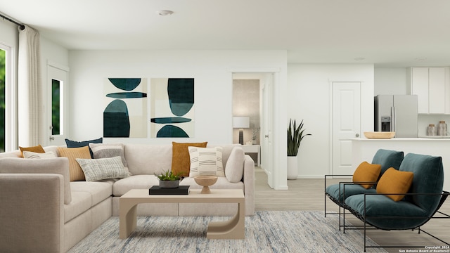 living room with light wood-type flooring