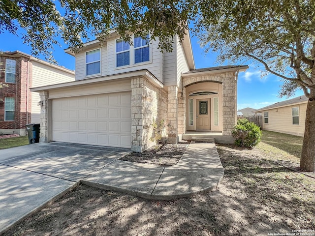 view of front of house with a garage