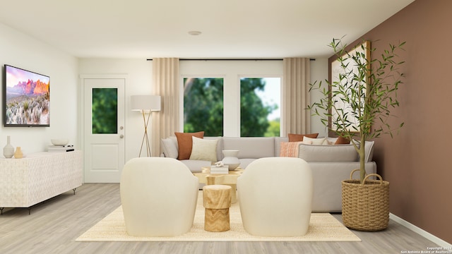 living room with hardwood / wood-style floors