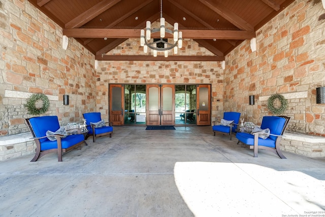 view of patio featuring ceiling fan