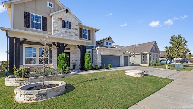 craftsman-style house with a garage and a front yard