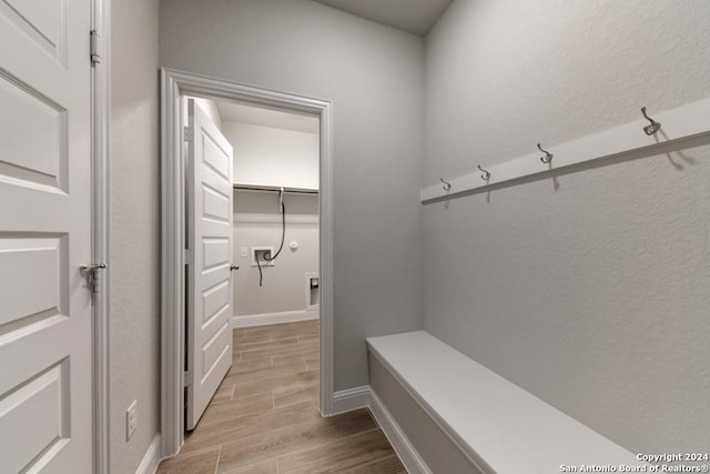 mudroom featuring light hardwood / wood-style floors