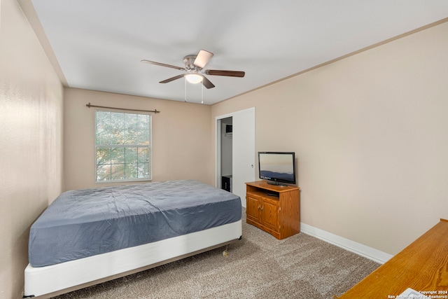 bedroom with carpet and ceiling fan