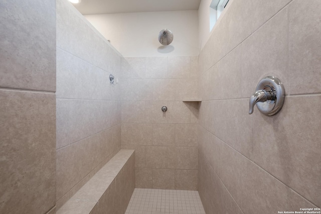 bathroom with a tile shower