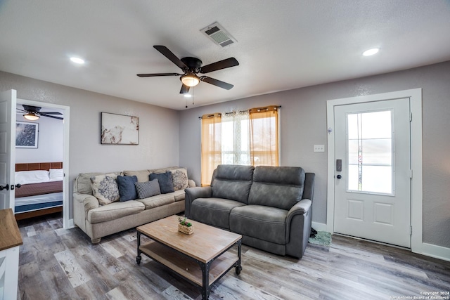 living room featuring wood-type flooring