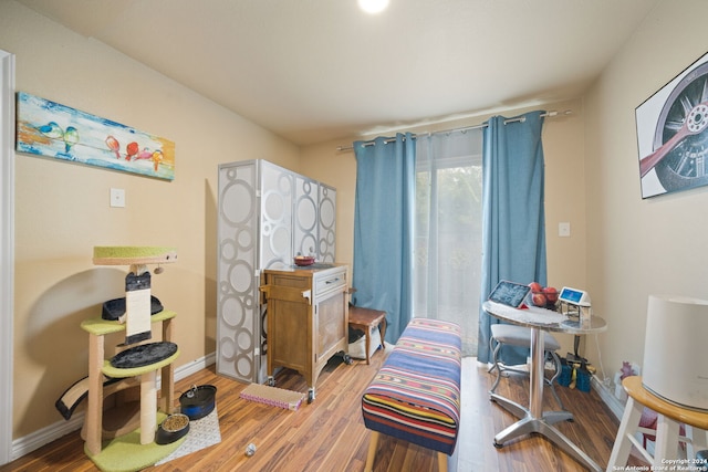 bedroom with light hardwood / wood-style flooring