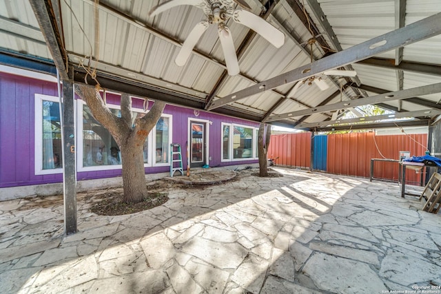 view of patio / terrace with a gazebo and ceiling fan