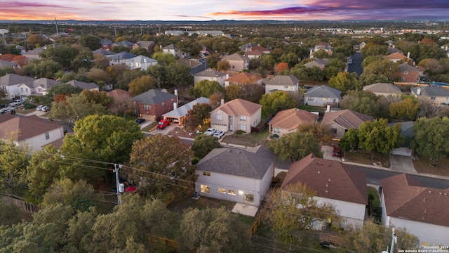 view of aerial view at dusk