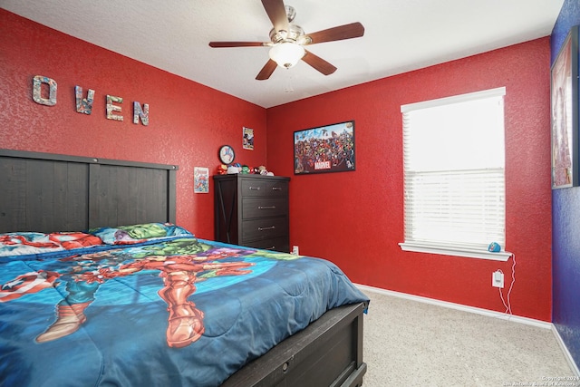 bedroom with carpet and ceiling fan