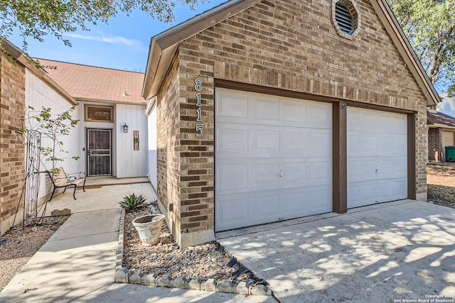 exterior space with a garage