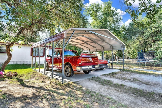 view of parking with a carport