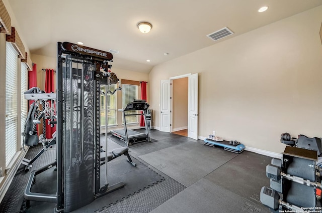 workout area with a wealth of natural light