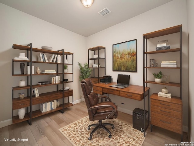 office area featuring light wood-type flooring