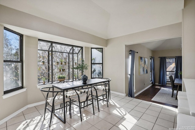 view of tiled dining space