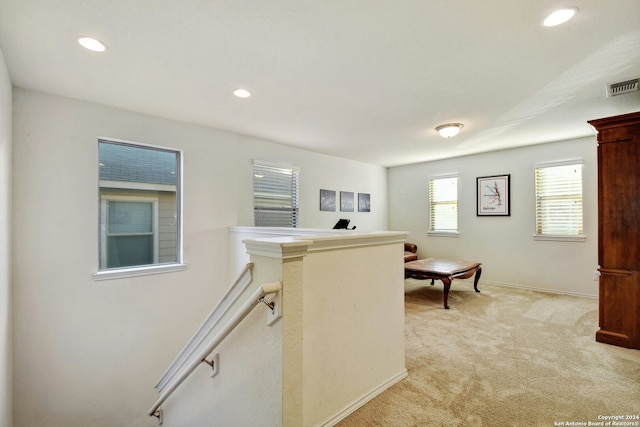 view of carpeted office space