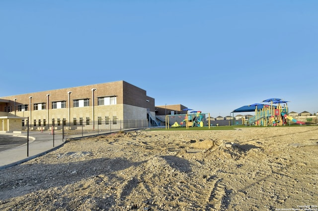 exterior space featuring a playground