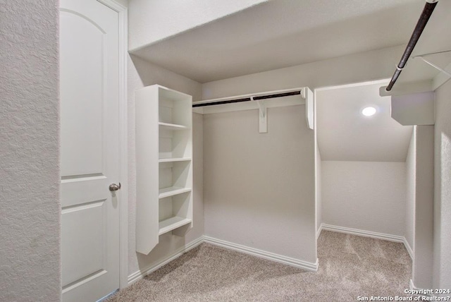 spacious closet with light colored carpet