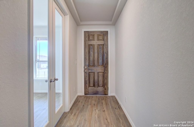 doorway featuring light hardwood / wood-style flooring