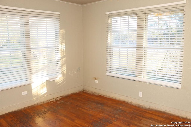 spare room with dark hardwood / wood-style flooring