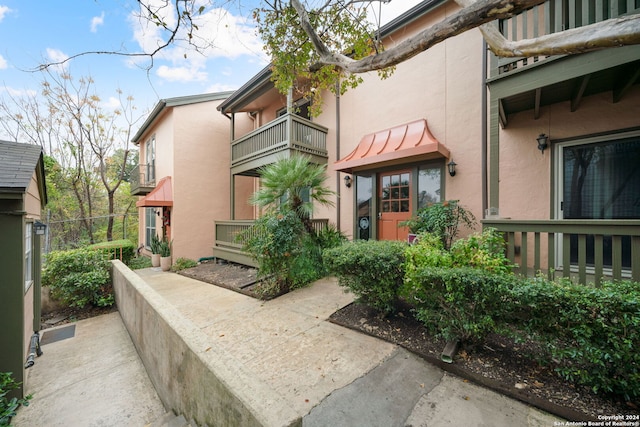 exterior space with a balcony