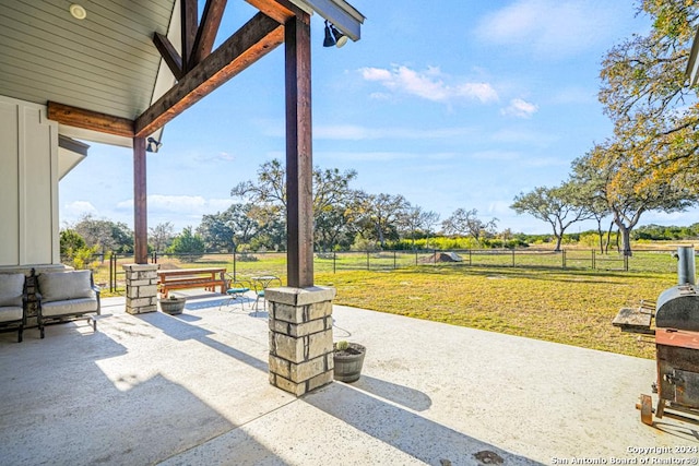 view of patio featuring a rural view