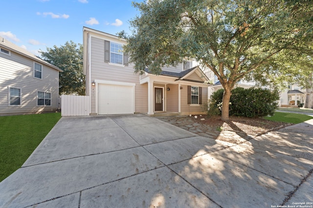 front facade with a garage