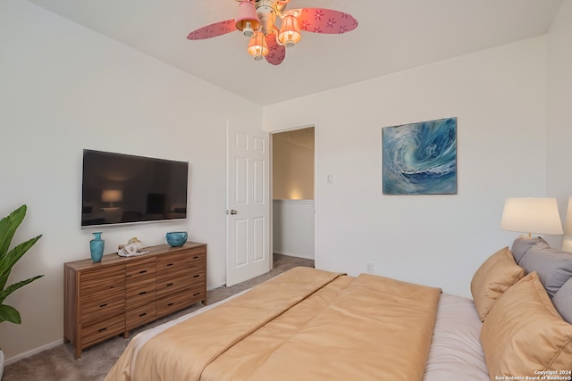 bedroom featuring carpet floors and ceiling fan